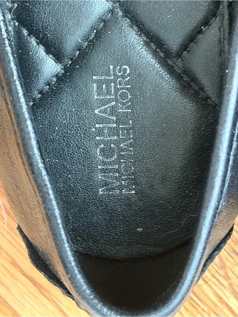 Michael Kors Black Quilted Leather Ballet Flats with Silver MK Emblem